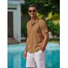 COOFANDY Men’s Button Down Shirts Stain Shield Dress Shirts Short Sleeve Summer Business Casual Shirts(Caramel)