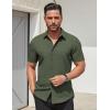 COOFANDY Men’s Button Down Shirts Stain Shield Dress Shirts Short Sleeve Summer Business Casual Shirts(Dark Green)