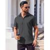 COOFANDY Men’s Button Down Shirts Stain Shield Dress Shirts Short Sleeve Summer Business Casual Shirts(Dark Grey)