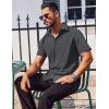 COOFANDY Men’s Button Down Shirts Stain Shield Dress Shirts Short Sleeve Summer Business Casual Shirts(Dark Grey)