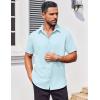 COOFANDY Men’s Button Down Shirts Stain Shield Dress Shirts Short Sleeve Summer Business Casual Shirts(Light Blue)