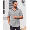 COOFANDY Men’s Button Down Shirts Stain Shield Dress Shirts Short Sleeve Summer Business Casual Shirts(Light Grey)