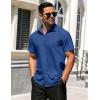 COOFANDY Men’s Button Down Shirts Stain Shield Dress Shirts Short Sleeve Summer Business Casual Shirts(Navy)