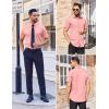 COOFANDY Men’s Button Down Shirts Stain Shield Dress Shirts Short Sleeve Summer Business Casual Shirts(Pink)