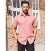 COOFANDY Men’s Button Down Shirts Stain Shield Dress Shirts Short Sleeve Summer Business Casual Shirts(Pink)
