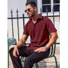 COOFANDY Men’s Button Down Shirts Stain Shield Dress Shirts Short Sleeve Summer Business Casual Shirts(Wine Red)