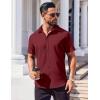 COOFANDY Men’s Button Down Shirts Stain Shield Dress Shirts Short Sleeve Summer Business Casual Shirts(Wine Red)
