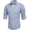 COOFANDY Men’s Casual Button Down Shirt Long Sleeve Linen Chambray Shirt(Blue)