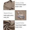 COOFANDY Men’s Casual Button Down Shirt Long Sleeve Linen Chambray Shirt(Camel)