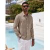 COOFANDY Men’s Casual Button Down Shirt Long Sleeve Linen Chambray Shirt(Camel)