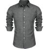 COOFANDY Men’s Casual Button Down Shirt Long Sleeve Linen Chambray Shirt(Flecking Black)