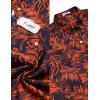COOFANDY Men’s Casual Button Down Shirt Long Sleeve Linen Chambray Shirt(Red Printed Leaves)