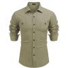 COOFANDY Mens Casual Button Down Shirts Long Sleeve Wrinkle Free Untucked Dress Shirts(Army Green)