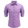 COOFANDY Mens Casual Button Down Shirts Long Sleeve Wrinkle Free Untucked Dress Shirts(Purple)