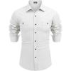 COOFANDY Mens Casual Button Down Shirts Long Sleeve Wrinkle Free Untucked Dress Shirts(White)