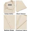 COOFANDY Men’s Casual Button Down Shirts Short Sleeve Regular Fit Fashion Camp Beach Shirts Tops(Beige)