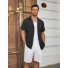 COOFANDY Men’s Casual Button Down Shirts Short Sleeve Regular Fit Fashion Camp Beach Shirts Tops(Black)