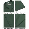 COOFANDY Men’s Casual Button Down Shirts Short Sleeve Regular Fit Fashion Camp Beach Shirts Tops(Dark Green)