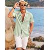 COOFANDY Men’s Casual Button Down Shirts Short Sleeve Regular Fit Fashion Camp Beach Shirts Tops(Light Green)
