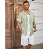 COOFANDY Men’s Casual Button Down Shirts Short Sleeve Regular Fit Fashion Camp Beach Shirts Tops(Light Green)