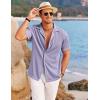 COOFANDY Men’s Casual Button Down Shirts Short Sleeve Regular Fit Fashion Camp Beach Shirts Tops(Light Purple)
