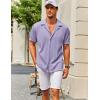 COOFANDY Men’s Casual Button Down Shirts Short Sleeve Regular Fit Fashion Camp Beach Shirts Tops(Light Purple)