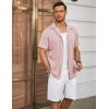 COOFANDY Men’s Casual Button Down Shirts Short Sleeve Regular Fit Fashion Camp Beach Shirts Tops(Misty Rose)