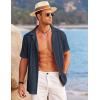 COOFANDY Men’s Casual Button Down Shirts Short Sleeve Regular Fit Fashion Camp Beach Shirts Tops(Navy Blue)