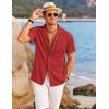 COOFANDY Men’s Casual Button Down Shirts Short Sleeve Regular Fit Fashion Camp Beach Shirts Tops(Red)
