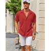 COOFANDY Men’s Casual Button Down Shirts Short Sleeve Regular Fit Fashion Camp Beach Shirts Tops(Red)