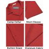 COOFANDY Men’s Casual Button Down Shirts Short Sleeve Regular Fit Fashion Camp Beach Shirts Tops(Red)