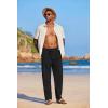 COOFANDY Men’s Casual Linen Summer Beach Pants Lightweight Drawstring Elastic Waist Yoga Trousers(Black)
