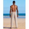 COOFANDY Men’s Casual Linen Summer Beach Pants Lightweight Drawstring Elastic Waist Yoga Trousers(Khaki)