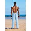 COOFANDY Men’s Casual Linen Summer Beach Pants Lightweight Drawstring Elastic Waist Yoga Trousers(Light Blue)