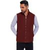 COOFANDY Men’s Casual Outerwear Vest Lightweight Full-Zip Sleeveless Jacket Outdoor Hiking Travel Golf Vest with Pockets(Wine Red)