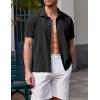 COOFANDY Men’s Casual Short Sleeve Button Down Shirt Textured Summer Beach Shirt(Black)
