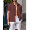 COOFANDY Men’s Casual Short Sleeve Button Down Shirt Textured Summer Beach Shirt(Coffee)