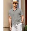 COOFANDY Men’s Casual Short Sleeve Button Down Shirt Textured Summer Beach Shirt(Light Grey)