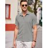 COOFANDY Men’s Casual Short Sleeve Button Down Shirt Textured Summer Beach Shirt(Light Grey)