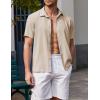 COOFANDY Men’s Casual Short Sleeve Button Down Shirt Textured Summer Beach Shirt(Light Khaki)