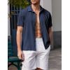 COOFANDY Men’s Casual Short Sleeve Button Down Shirt Textured Summer Beach Shirt(Navy Blue)