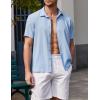 COOFANDY Men’s Casual Short Sleeve Button Down Shirt Textured Summer Beach Shirt(Sky Blue)