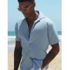 COOFANDY Men’s Casual Short Sleeve Button Down Shirt Textured Summer Beach Shirt(Sky Blue)