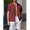 COOFANDY Men’s Casual Short Sleeve Button Down Shirt Textured Summer Beach Shirt(Wine Red)