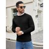 COOFANDY Men’s Crewneck Sweater Casual Dress Pullover Sweaters Slim Fit Lightweight Long Sleeve Raglan Sweaters(Black)