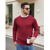 COOFANDY Men’s Crewneck Sweater Casual Dress Pullover Sweaters Slim Fit Lightweight Long Sleeve Raglan Sweaters(Red)