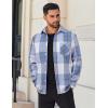 COOFANDY Mens Flannel Shirts Long Sleeve Lightweight Plaid Shirt Casual Button Down Shirts Jacket(Blue White Plaid)