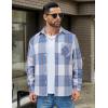 COOFANDY Mens Flannel Shirts Long Sleeve Lightweight Plaid Shirt Casual Button Down Shirts Jacket(Blue White Plaid)