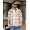 COOFANDY Mens Flannel Shirts Long Sleeve Lightweight Plaid Shirt Casual Button Down Shirts Jacket(Light Brown)