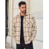 COOFANDY Mens Flannel Shirts Long Sleeve Lightweight Plaid Shirt Casual Button Down Shirts Jacket(Light Brown)